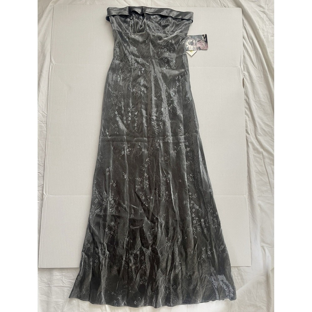 Vintage Y2K Zum Zum NWT Strapless Gunmetal Metallic Formal Gown Dress 11/12 USA